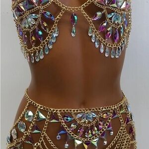 Gold Chain and Gemstone Body Jewelry